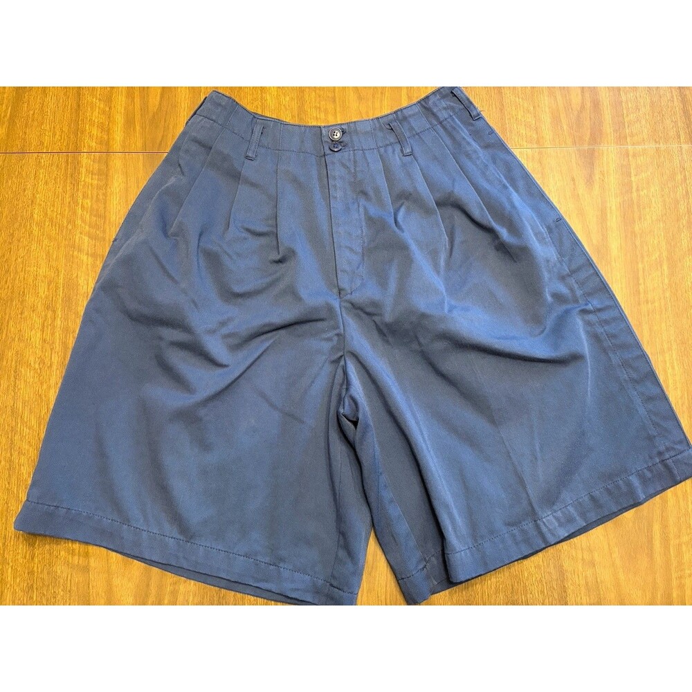 Vintage 80's Blue Pleated High Waist Shorts Women's Size 10 Double Button
